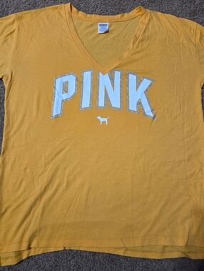 PINK Victoria's Secret Large Oversized Glitter Spellout Vintage Tee